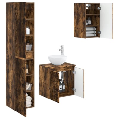 vidaXL - Badkamermeubel - Set - 3 - st - Gerookt - eiken - 33 - x - 34,5 - x - 160 - cm