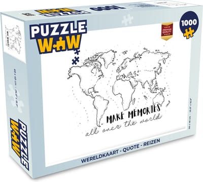 Puzzel Wereldkaart - Quote - Reizen - Legpuzzel - Puzzel 1000 stukjes volwassenen