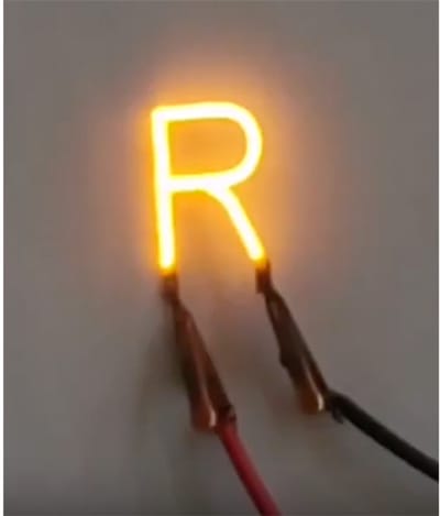 -R- COB LED 3V Filament Letter Geel 3 x 3 cm FPC 2200K 1W Warm-wit