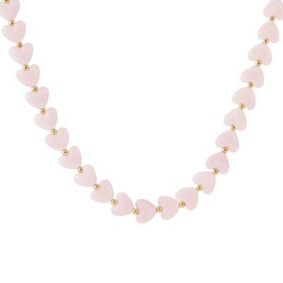 Beaded Hearts Ketting | Acryl & RVS (verkleurt niet) Roze | Snelle levering | Yehwang | Beste cadeau voor haar | Kerst | Sinterklaas