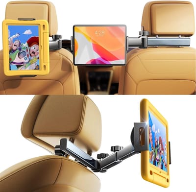 Qrenova Tablethouder Auto Hoofdsteun – 360° Draaibaar & Uitschuifbaar – Achterbank – Voor iPad, Samsung & Tablets 4,7–11 inch – Zwart