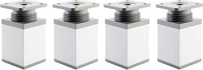 Set van 4 Verstelbare Meubelpoten Wit Vierkant Onderstel Hoogte 60 mm - Voor Kasten en Commode