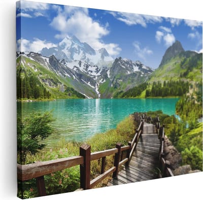 Artaza Canvas Schilderij Landschap - 40x30 cm - Klein - Wanddecoratie Bergmeer - Muurdecoratie Natuur - Kamer Accessoires Woonkamer