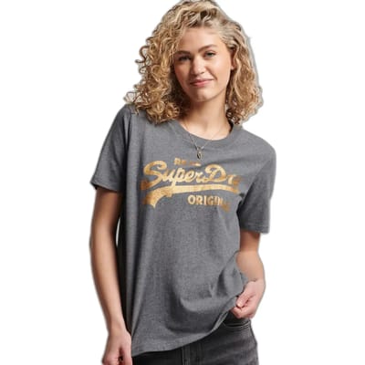 Superdry - Vintage Logo T-shirt van biologisch katoen met kraag en tekst - Dames - T-shirts