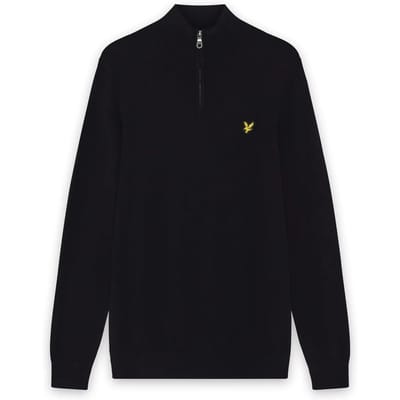 Lyle & Scott Cotton Merino Quarter Zip Jumper Truien & Vesten Heren - Sweater - Hoodie - Vest- Zwart - Maat S