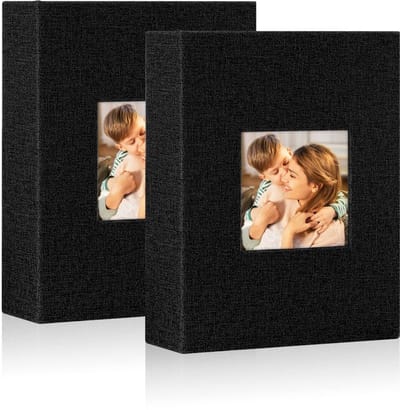 Dailygoods- Fotoalbum 2-pack 100 stuks - Insteekalbum 13x18 cm - Linnen - DIY venster ontwerp - Stofdicht - Elegante afdekking - Album