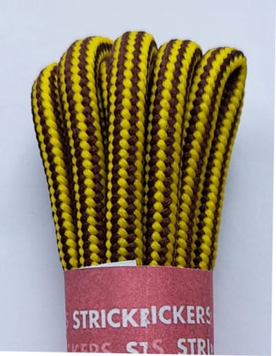 Strickers Veter - Bruin/Geel - Meerkleurig - Extra Dik Rond - Lengte 90 cm - Dikte 5 mm - Bergschoen - Wandelschoen - Schoenveter