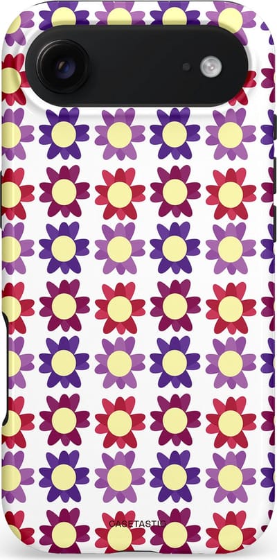 Casetastic hoesje geschikt voor Apple iPhone Air - MagSafe - Dubbellaagse bescherming - Rood Paarse Roze Madelief Bloementjes - Fashion Case - Wit Lavendel Crème Bordeaux