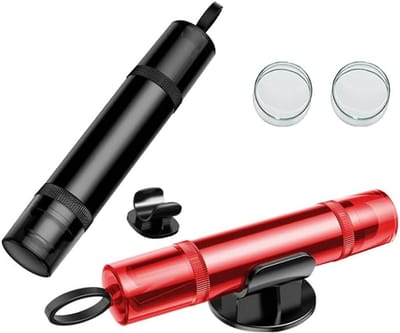 Veiligheid shamer, 2 stuks autoglasbrekers en gordelsnijders, met transparant deksel, 2-in-1 veiligheidshamer en gordelsnijder, compact en praktisch, eenvoudig te gebruiken (rood + zwart) - Cyslmuk®