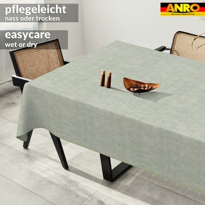ANRO Tafelkleed Effen linnenlook Blauw 350x140cm Met sierband Afwasbaar Waterafstotend
