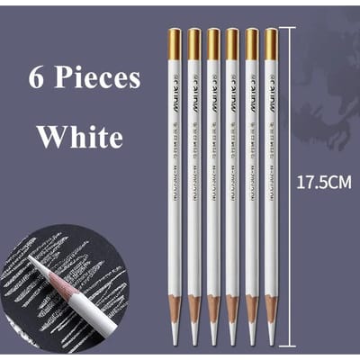 6 Stuks Professionele Schets Houtskoolpotlood Zwart/Wit 4mm Stift Hoge Glans Teken Schetspotlood voor Kunstbenodigdheden SOFT
