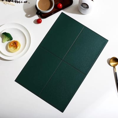 Tafelonderzetters Set - Placemats Leer - Tafel Beschermen - Set van 10 stuks - 30x45cm - Zwart