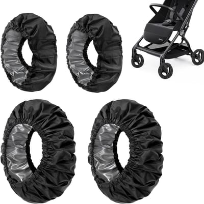 Allecto Plus - Set van 4 kinderwagen wielbeschermers, kinderwagen accessoires, water- en vuilafstotend, geschikt voor diverse merk kinderwagens.