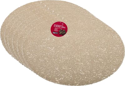 Gerimport Placemat - 6x stuks - goud - dia 40 cm - rond - kunststof - onderlegger - kerstdiner/diner placemats