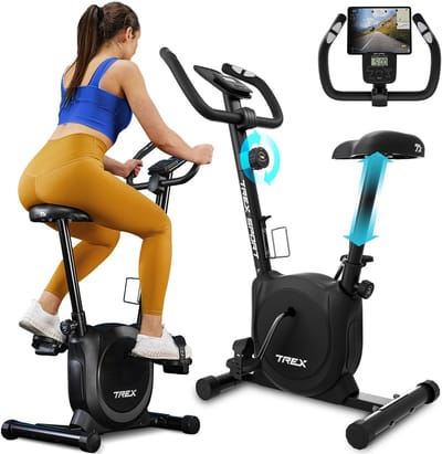 Trex Sport TX-350MB Rize – Hometrainer Fiets – Fitnessfiets voor Thuis – 10 Weerstandsniveaus & Hartslag – Compact Design – Zwart – Tot 120 kg