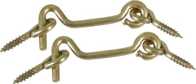 AMIG windhaak / windhaken - 2x - staal - goudkleur - L5 cm - D3.5 mm - met schroefoog