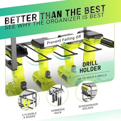 Wandorganizer voor elektrisch gereedschap - Gereedschapshouder met schroevendraaierhouder voor garage en werkplaats