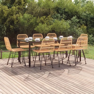 vidaXL - 9-delige - Tuinset - poly - rattan