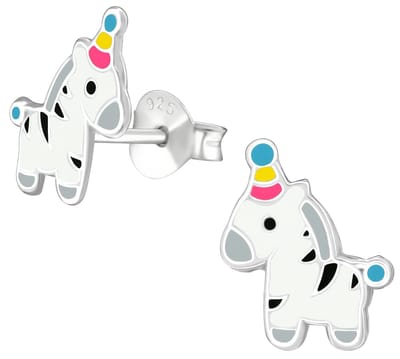 Joy|S - Zilveren zebra oorbellen - 8 x 10 mm - kinderoorbellen