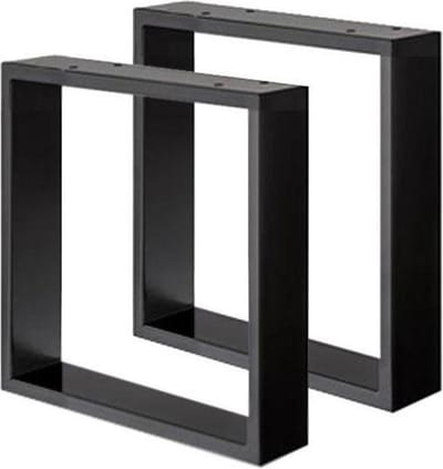 FLE - Stalen U tafelpoot zwart gepoedercoat 36 bij 8 cm en hoogte 40 cm (koker 2 x 8 cm) - 2 stuks