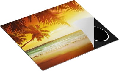 Chefcare Inductie Beschermer Tropisch Strand tijdens Zonsondergang - 60x50 cm - Afdekplaat Inductie - Kookplaat Beschermer - Inductie Mat