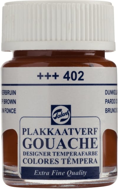 Talens Plakkaatverf Extra Fijn - Diep Bruin 402 - Matte Afwerking - 16 ml Flacon - Hoog Gepigmenteerd voor Kunstenaars & Ontwerpers