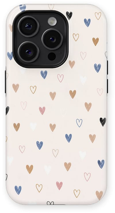 Tough Hoesje met Hartjes geschikt voor iPhone 14 Pro | Little Love Tough Case Geschikt voor Mag | Hartjes Print Backcover geschikt voor iPhone 14 Pro Heart Harmony