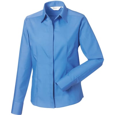 Russell Collection Dames/Dames Polycotton Slim Shirt met Lange Mouwen (Bedrijfsblauw)
