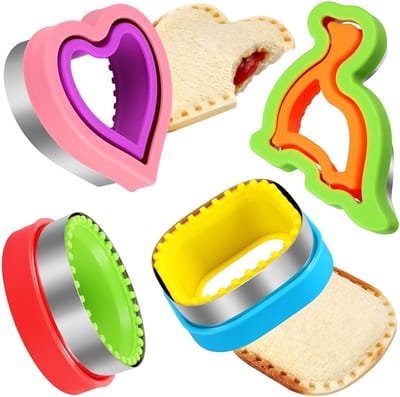 BOTC Sandwichsnijder en sluitset - 4 stuks Brooddekorstmachine - Pannenkoekenmaker - DIY Koekjesvormpjes Cadeau voor Kinderen