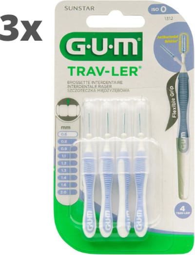 GUM Travler ragers Lila 0.6mm - 3 x 4 stuks - Voordeelverpakking