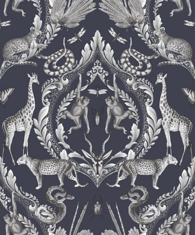 Bazaar - Dieren - Behang - Muurdecoratie - Wallpaper - Klassiek - Vliesbehang - Blauw - 0,53 x 10 M.