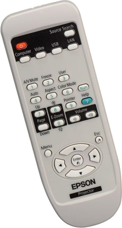 Afstandsbediening geschikt voor de EPSON H369C beamer, vervangt 1515068 / 151506800 / 1515069 / 151506900 / V11H312140
