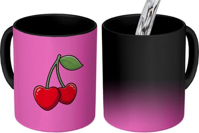 Magische Mok - Foto op Warmte Mokken - Koffiemok - Kers - Roze - Fruit - Magic Mok - Beker - 350 ML - Theemok