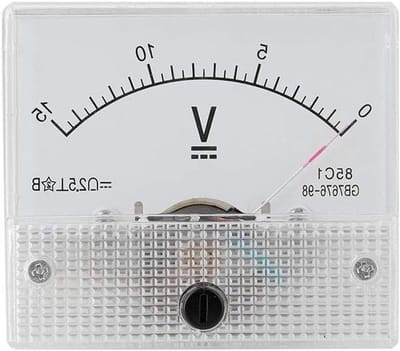 Stroomvoltmeter - Paneelmeter - Experimenten uitvoeren - Analoge meting - DC 0-15V - Zwart