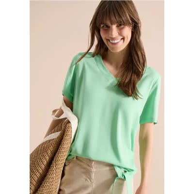 Blouse shirt met V-hals en knoop