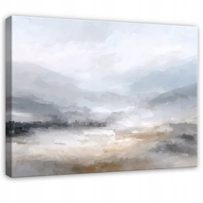 WALLARENA - Schilderij op canvas - 100x70 cm - abstracte aquarel grijs - Geschikt voor slaapkamer en woonkamer