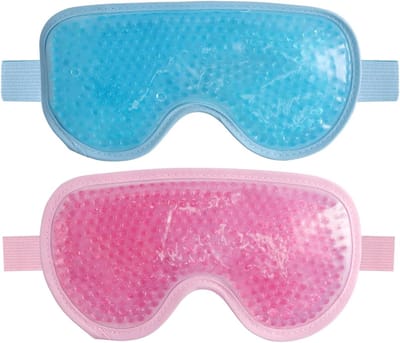 SnelShoppen - Pack of 2 Koelende Warmte Oogmasker, Herbruikbare Gel Oogmaskers voor Vermoeide Ogen en Donkere Kringen, Blauw en Roze, Ideaal voor Onts