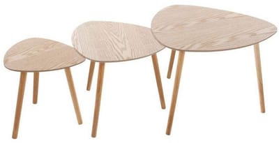 Design Atmosphera Set van 3 bijzettafels hout naturel - Salontafel - Tafel - Hout