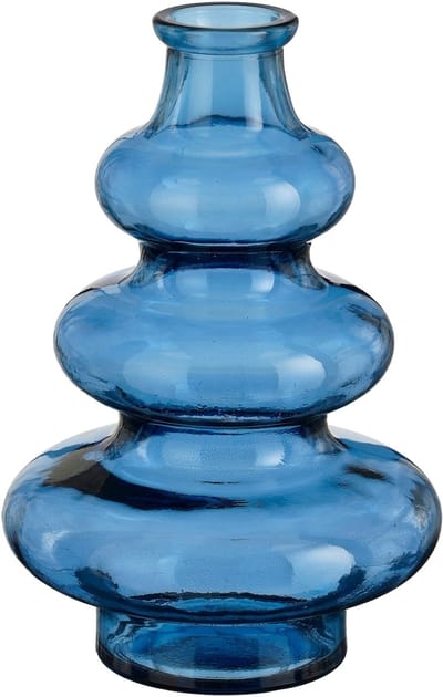 Mica Decorations Bloemenvaas Sira - transparant glas - blauw - D14,5 x H22 cm - vaas - sierlijk model