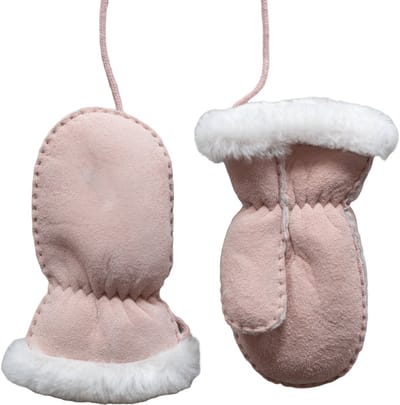 Van Buren Wollen baby & kinder wantjes - 100% schapenvacht - Wantjes van lamsvacht - Roze | M - 2-4 jaar