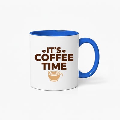 It's Coffee Time Mok - Blauwe Koffie Beker met Uniek Design - Cadeau voor Koffieliefhebbers