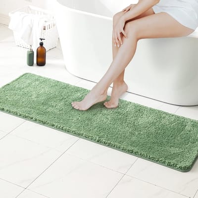 Badmat, zachte badmat, antislip, voetmat, badkamermat, slaapkamermat, wollig tapijt, badkamertapijt, douchemat, voor badkamer, woonkamer, slaapkamer, 45 x 120 cm, groen