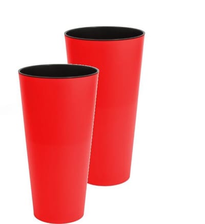 Bloempot Buiten Hoog Rond Tubus Slim 15cm KORAALROOD Prosperplast / 2 STUKS ! /