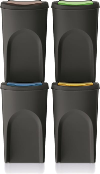 Prosperplast Kaden - Prullenbak set van 4x35L - Zwart
