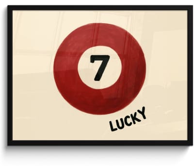 Poster in lijst - Fotolijst 70x50 cm - Posters - Cirkel - Zeven - Lucky - Rood - Posterlijst zwart - Decoratie - Wanddecoratie woonkamer - Muurdecoratie slaapkamer