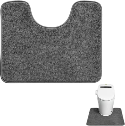 U-vormige antislip badmat - Grijze kleur - Dik en zacht microvezel - Snel drogend en hoog absorberend - Voor douche en toilet