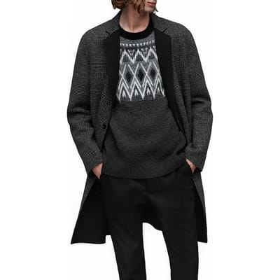 AllSaints Monroy Coat Black/grey Size: 44 | Single Breasted Coats Outlet | Heren | Zwart