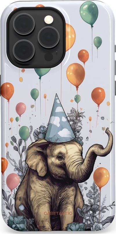 Casetastic Hoesje Geschikt voor Apple iPhone 15 Pro Max Magsafe - Stijlvolle Beschermende Duo-layer Case - Olifant Verjaardag