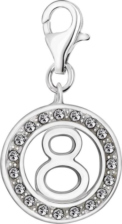 Quiges – 925 - Zilver – Charm - Bedel - Hanger - Infinity Nummer 8 - met – sterling - zilver - karabijnslot - geschikt - voor -Bedelarmband HC142