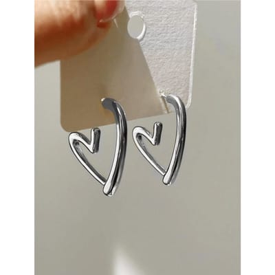 1 paar Liefde Metalen Oorbellen voor Vrouwen, Eenvoudige en Veelzijdige Oorbellen, Valentijnsdag Cadeau voor Dagelijkse Accessoires gray